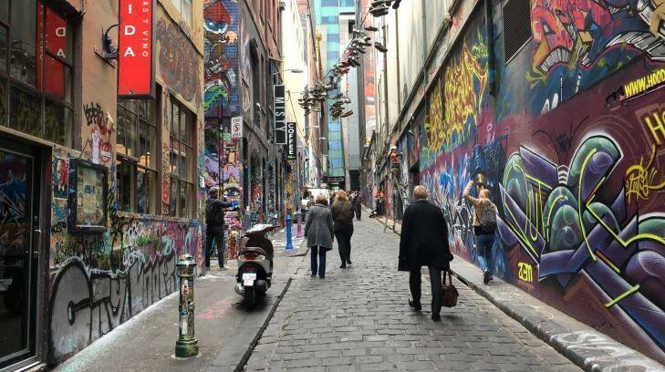 Melbourne's Hosier Lane has become a tourist attraction due to its street art. 'We have not taken that approach,' says Brisbane Lord Mayor Graham Quirk. Photo: Cameron Atfield