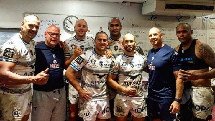 Former Brumbies Nic White, Jesse Mogg and Jake White join Montpellier teammates Nemani Nadolo and Pierre Spies in shaving their heads to support Christian Lealiifano. Photo: Instagram