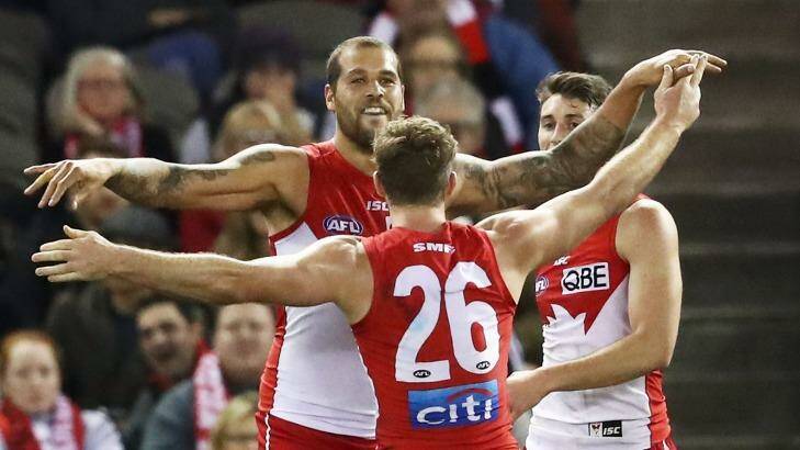 Rising: Lance Franklin and the Swans are legitimate title threats. Photo: Getty Images 
