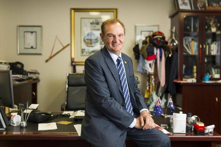 BRISBANE, AUSTRALIA - FEBRUARY 03:  Portraits of Ipswich Mayor, Paul Pisasale in his office, on February 3, 2015 in Brisbane, Australia. For a Good Weekend story on the manufacturing industry.  (Photo by Glenn Hunt/Fairfax Media)