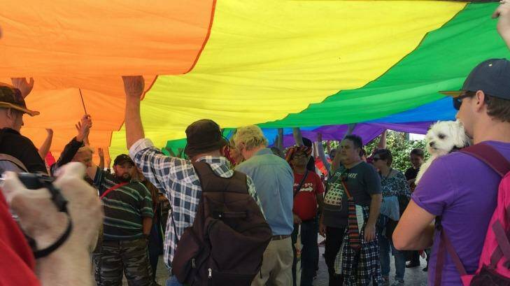 Brisbane's LGBTIQ community and supporters celebrate the International Day Against Homophobia and Transphobia. Photo: Natalie Bochenski