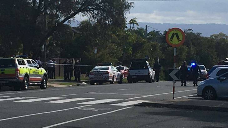 Police investigate a shooting at Labrador, on the Gold Coast. Photo: 7 News Queensland/Twitter