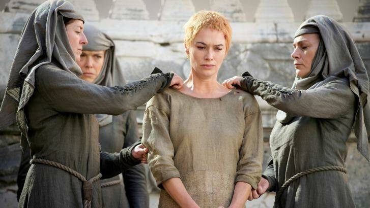 Lena Headey as Cersei being readied for her final humiliation before the baying crowds of King's Landing.
