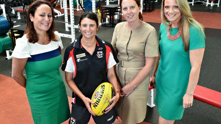 Saintly women: Chief commercial officer Christine Finnegan, assistant coach Peta Searle, community manager Lisa Laing and Emmeline McIllree, general manager of performance, people and customers, will take part in the program. Photo: Vince Caligiuri