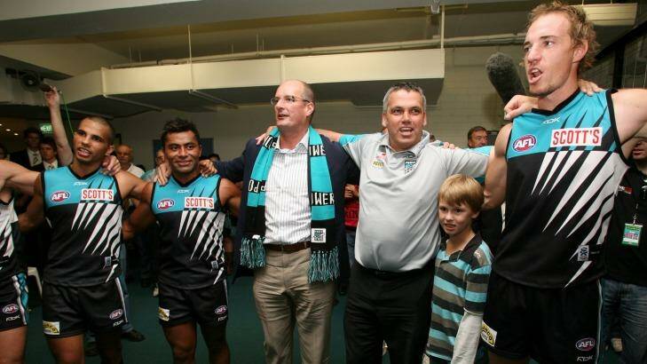 Panthers admirer: Port Adelaide chairman David Koch with his team. Photo: Bryan Charlton