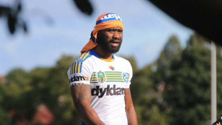 The eye of the storm: Semi Radradra trains with Parramatta on Friday following his return from Fiji. Photo: Kirk Gilmour