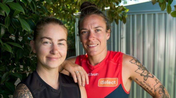 There'll be no love lost on Saturday when  Penny Cula-Reid (left) and Mia-Rae Clifford go head to head in the Melbourne v Collingwood game.  Photo: Penny Stephens