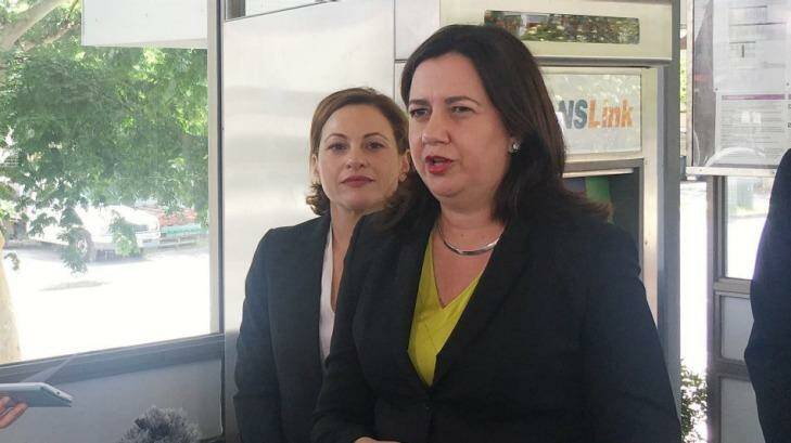 Queensland Premier Annastacia Palaszczuk and Deputy Premier Jackie Trad speak to media on Tuesday. Photo: Felicity Caldwell
