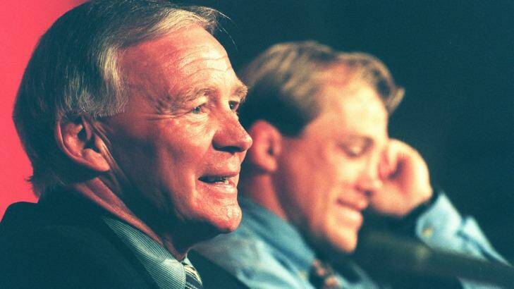 Bozo and Toovs: Bob Fulton and Geoff Toovey at the 1997 grand final breakfast.