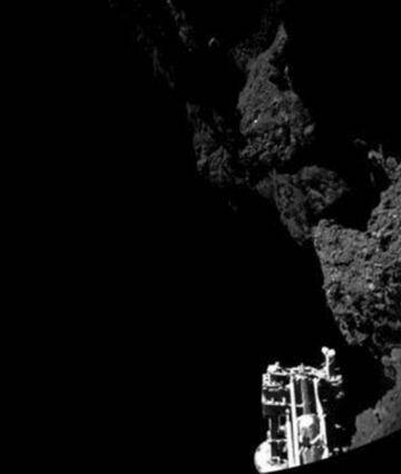 The first picture sent back of the Philae lander on the comet.
 Photo: ESA