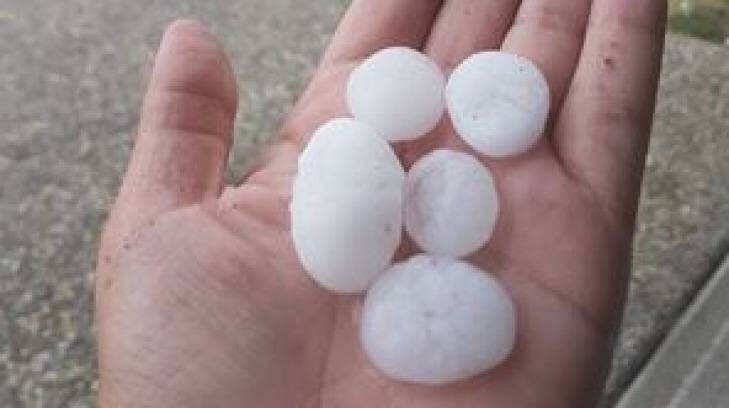 Large hail stones have pelted parts of Ipswich on Tuesday afternoon. Photo: BoM Queensland