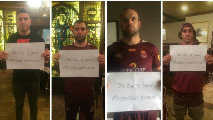 Taking a stand: Darius Boyd, Cameron Smith, Nate Myles and Johnathan Thurston. Photo: Supplied