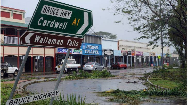 Cyclone Yasi hits the main street of Ingham. Photo: Craig Abraham
