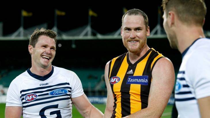 He's back: everyone was happy to see Jarryd Roughead back on the park Photo: AFL Media