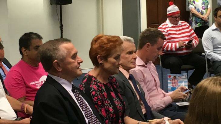 Pauline Hanson waits to see where she will be placed on the Senate ballot paper.  Photo: Cameron Atfield