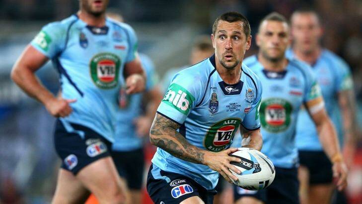 Back in blue: Mitchell Pearce was solid in his return to the fold. Photo: Cameron Spencer