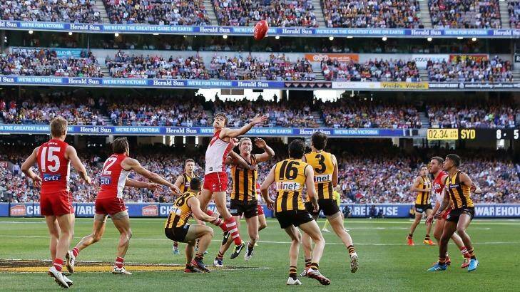 The Hawks brought incredible pressure in the opening term of the 2014 grand final against the Swans.