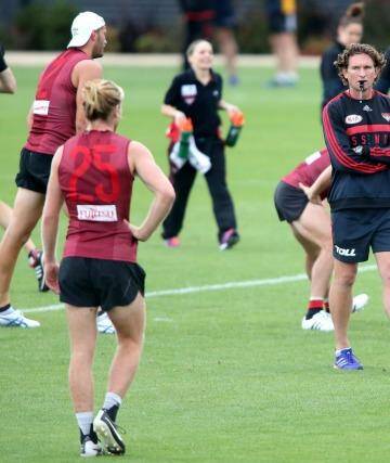 Essendon coach James Hird during the club's unofficial practice match against Williamstown on March 6. Williamstown returned to Tullamarine the next Friday. Photo: Pat Scala