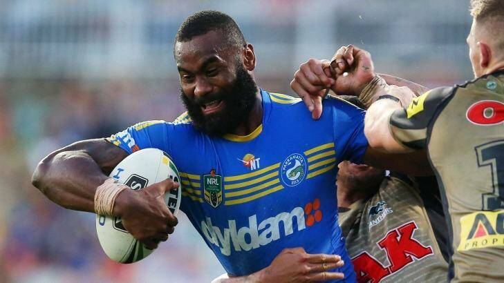 Blue and gold to green and gold: Eels winger Semi Radradra. Photo: Brendon Thorne