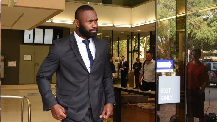 Legal cloud: Semi Radradra leaves Parramatta Local Court in November after failing to appear on a domestic violence-related matter. Photo: Nick Moir