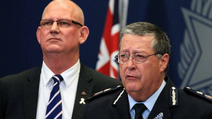 Queensland Police Minister Bill Byrne and Queensland Police Service Commissioner Ian Stewart release the latest yearly police statistics for the state. Photo: Jorge Branco