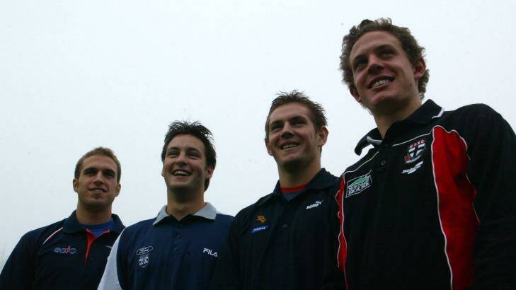 Younger days: (from left) Judd, Jimmy Bartel, Hodge and Ball  Photo: Tony Feder