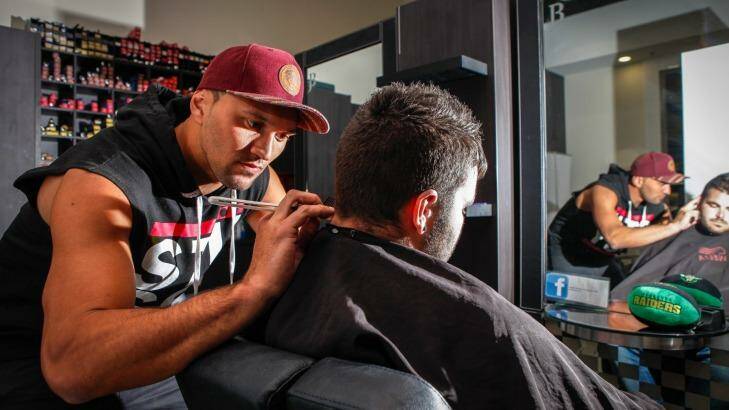 Jordan Rapana used to juggle cutting hair with his NRL ambitions. Photo: Katherine Griffiths