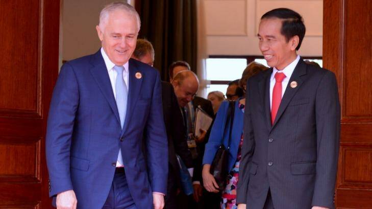 Prime Minister Malcolm Turnbull and Indonesian President Joko Widodo in September 2016. Photo: Supplied