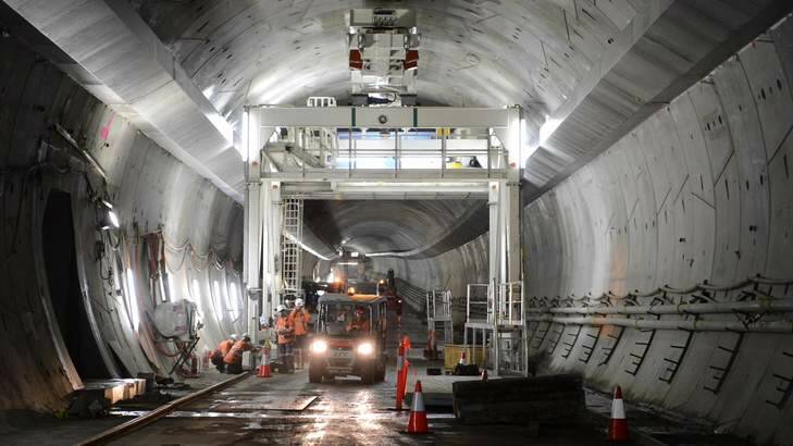 Construction work underway on the Legacy Way tunnel. Photo: Transcity