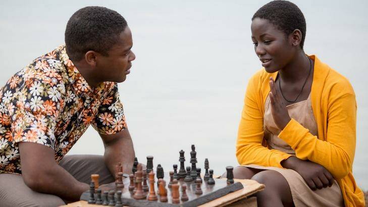 David Oyelowo (Robert Katende) and Madina Nalwanga (Phiona Mutesi) in Queen of Katwe, the true story of a girl whose life changes when she is introduced to chess.
 Photo: Edward Echwalu
