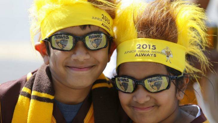 Hawks supporters Viran and his sister Amanthi at the parade. Photo: Eddie Jim