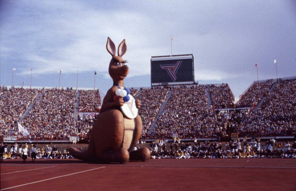 Matilda greeted the crowd at the Brisbane 1982 Commonwealth Games opening ceremony at QEII Stadium. Photo: Vic Sumner