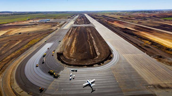 Brisbane West Wellcamp Airport during the final stages of development in 2014. Photo: Glenn Hunt