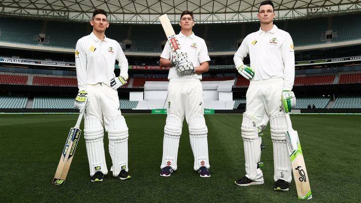 Big three: Nic Maddinson, Matt Renshaw and Peter Handscomb will make their Test debuts on Thursday. Photo: Ryan Pierse/Getty Images
