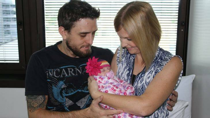 Mia with her parents: Mia suffered a heart attack caused by a narrowing of her aorta. Photo: John Becciu