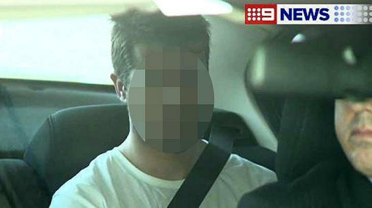 Gable Tostee is driven to Southport Watchhouse. Photo: Nine News