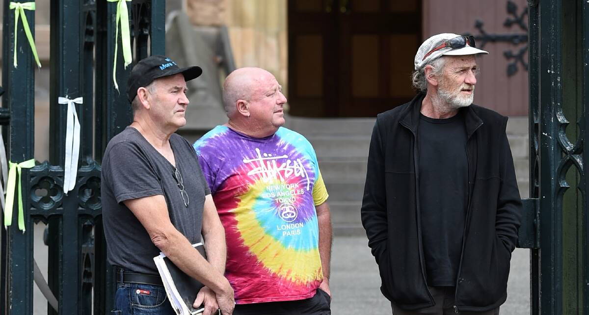 STRENGTH: Ballarat survivors Gary Sculley, Tony Wardley and Paul Auchettl hope their "act of desperation" pays off when the royal commission releases its recommendations. Picture: Lachlan Bence 