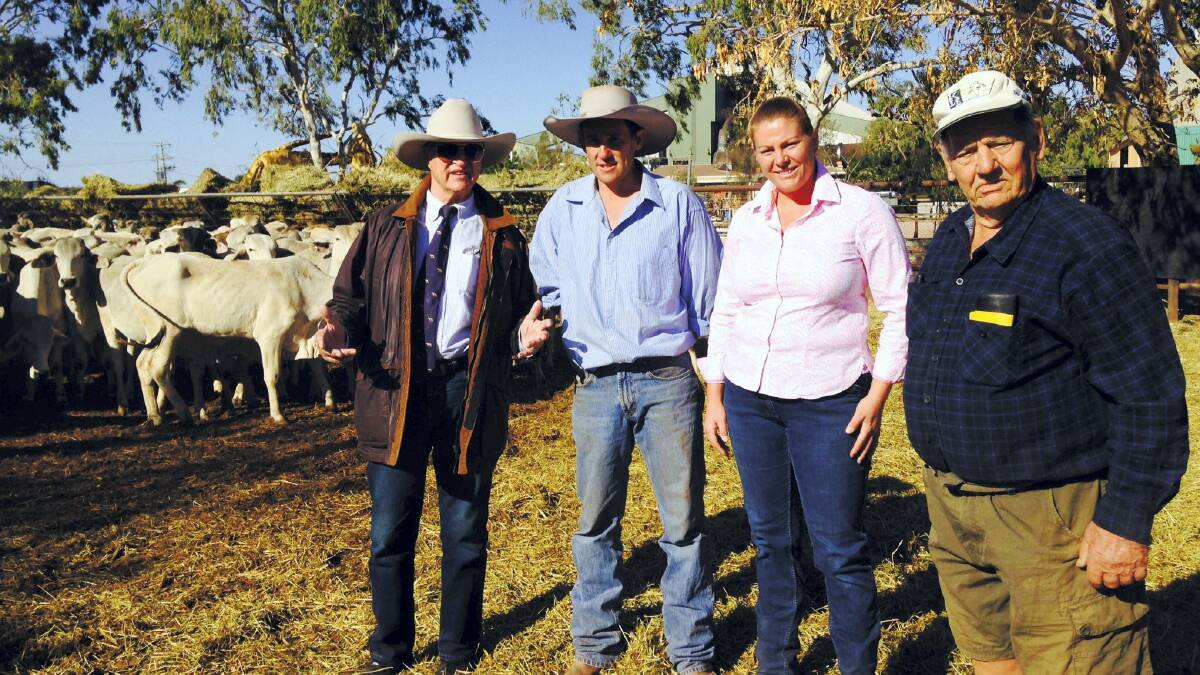 Bob Katter, Karumba Live Export manager Dean Bradford with wife Clare and president of the Karumba Progress Association Bill Rutherford. Picture: Anne Pleash.