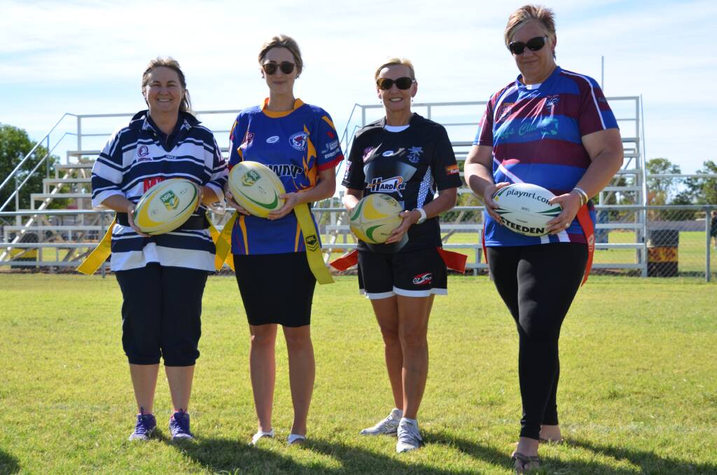 NEW STYLE: Barbara Baker, Michelle Olsson, Mount Isa and North West Rugby League coach Kathryn Drew and MIRL Women’s co-ordinator Sue Nott.