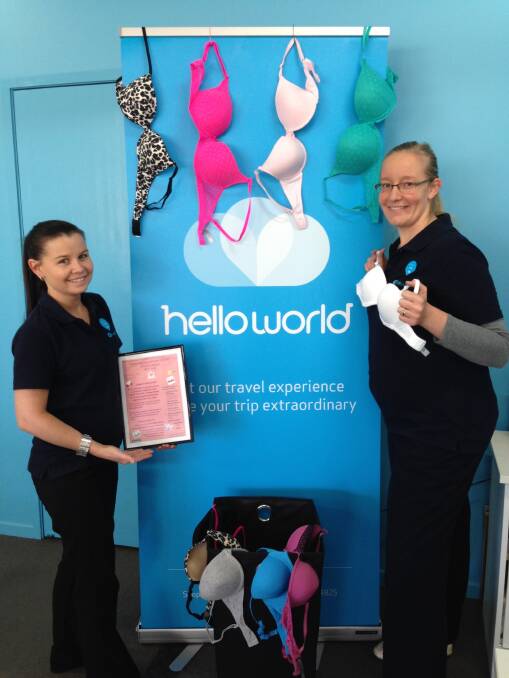 SUPPORT: Cassie Williams and Jess Grummitt with the line of bras at Helloworld.