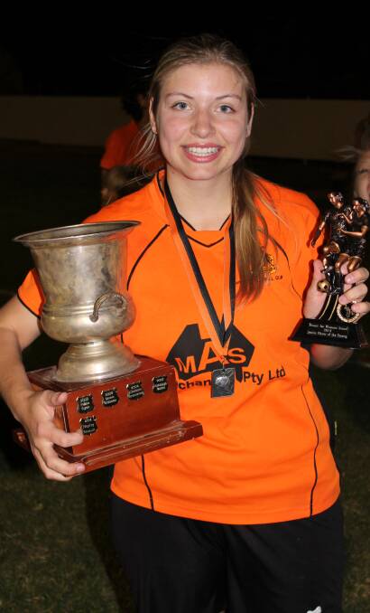 STAR: Hailey Renault is all smiles after claiming the Mount Isa senior soccer player of the year award.