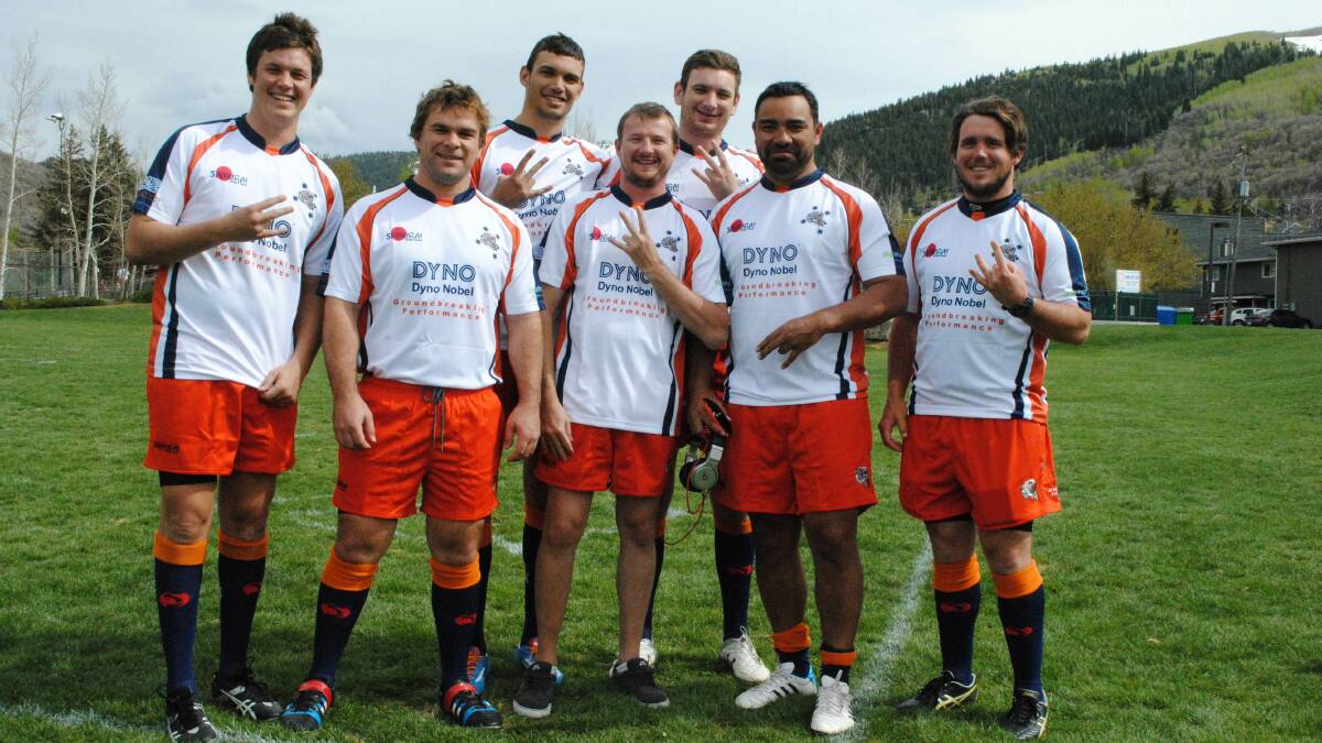 Queensland Outback Barbarians players from the Mount Isa rugby union competition: Liam Giudes, Hamish Chrisp, Cody Saltmere, Eddie Campbell, Tom Robertson, Malaki Faoagali-Latu, and Alaistair Costello.