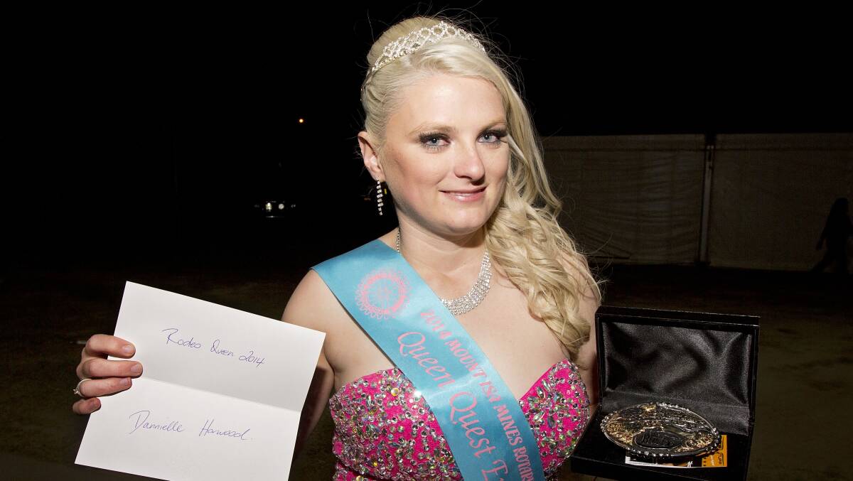 IN THE ENVELOPE: 2014 Mount Isa Rotary Rodeo Queen Dannielle Horwood, fundraising for Neighbourhood Watch.