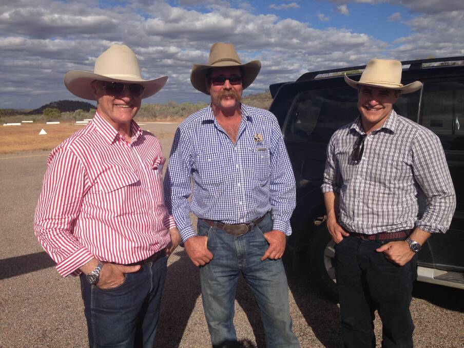 Federal Member for Kennedy Bob Katter, Etheridge Shire councillor Warren Bethel and Member for State Mount Isa Robbie Katter. Picture: Anne Pleash