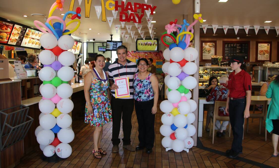 McHAPPY: May Gladys Rabino (event manager), state MP Rob Katter and  Cristina Davis (McDonald’s Mount Isa owner-operator).