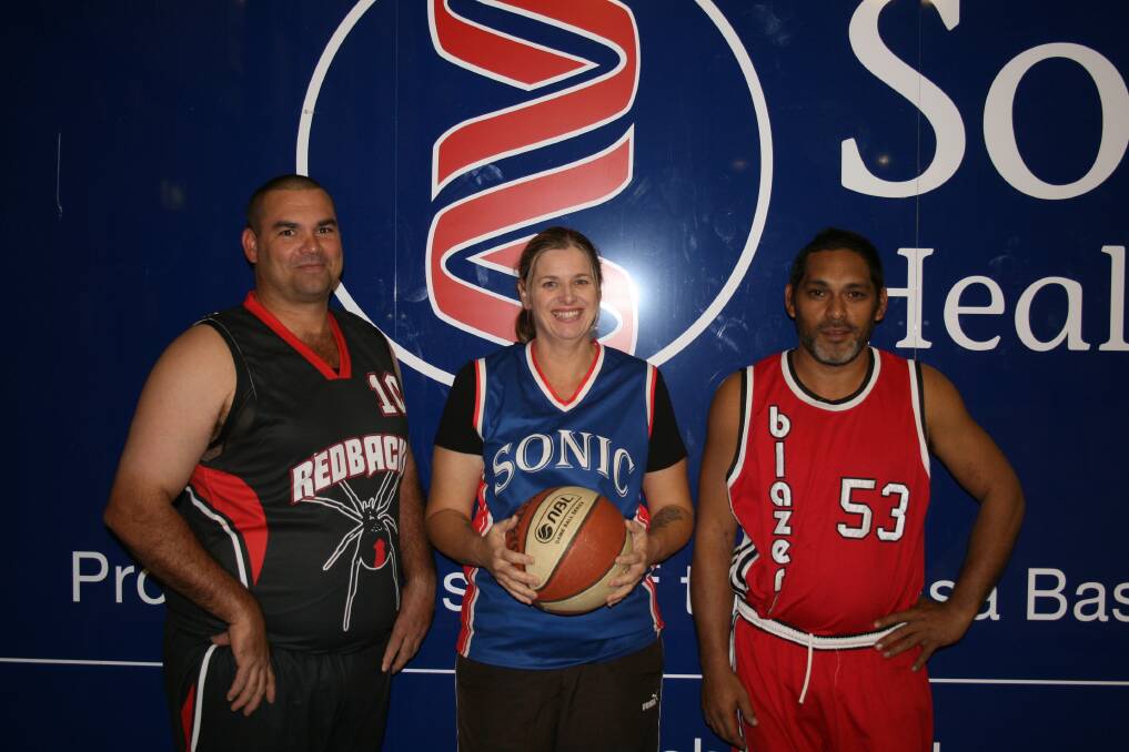 Red Backs player Derek Collinson, Sonic Health 2 player Trisha Ellis and Blazers player Jade Geary.