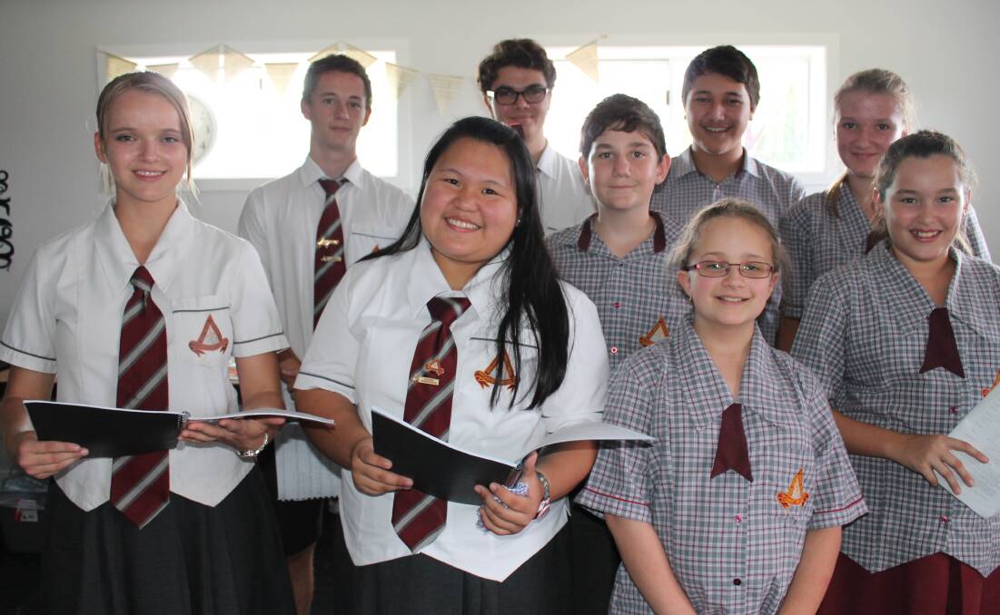 Good Shepherd Catholic College students practise their singing voices for school musical Snow Off White.