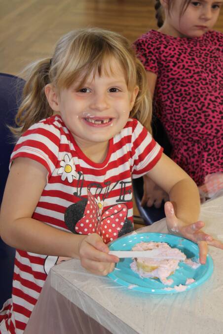 The delicious Easter cake was too tempting for Chloe Williams, 5.