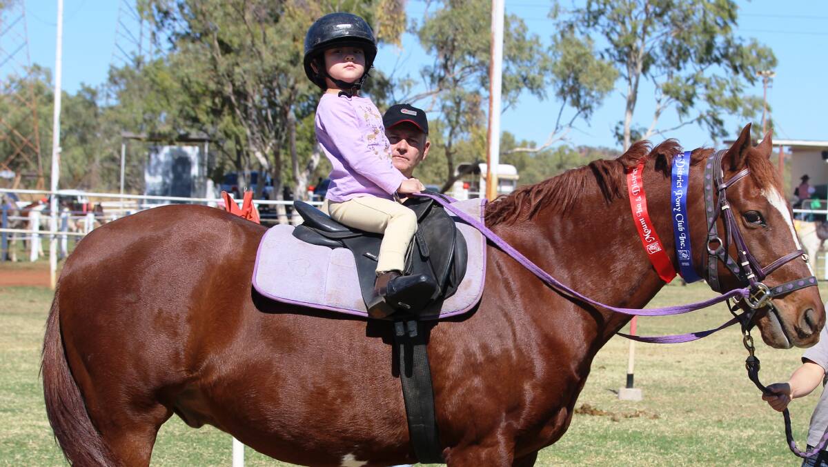 Laura Shambrook, 4, riding Braveheart. Laura was a visitor to Isa on holiday from Dubai.