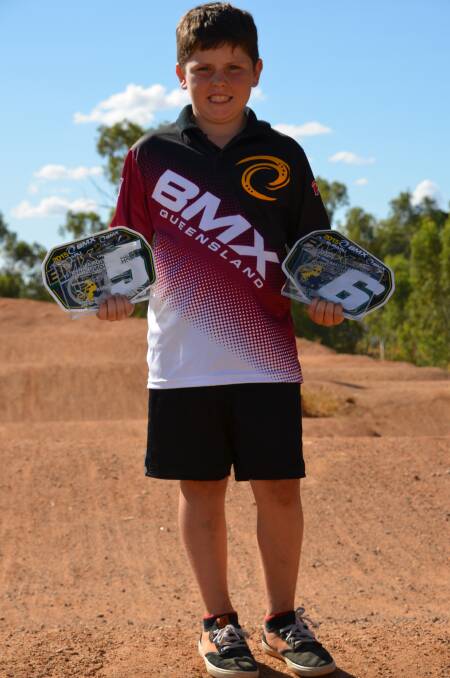 Bill Woodward in action at the Mount Isa BMX track in preparation for the world titles.